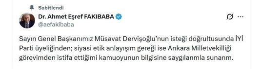 İYİ Partili Fakıbaba'dan istifa kararı