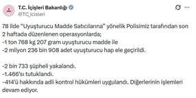 78 ilde uyuşturucu operasyonu: 1466 tutuklama