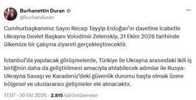 Ukrayna Devlet Başkanı Zelenskiy, Türkiye'ye gelecek