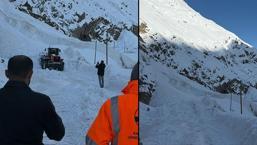 Hakkari-Van kara yoluna çığ düştü; o anlar kamerada