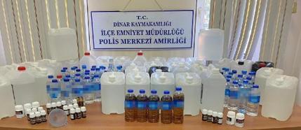 Dinar'da kaçak içki baskını
