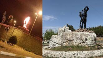 Köpekçi Nuri Efe heykeli yandı; 14 yaşındaki çocuk gözaltına alındı