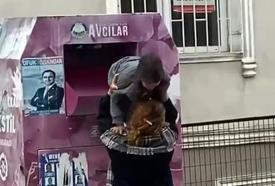 İstanbul- Avcılar'da giysi kumbarasından hırsızlık kamerada