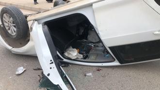 Adıyaman'da takla atan otomobilin sürücüsü yaralandı