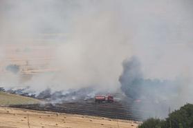 Manisa'daki buğday tarlasında yangın; 100 dönüm alan yandı