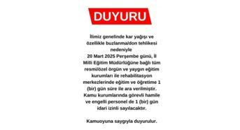 Karaman'da eğitime 'kar' arası