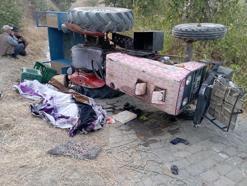 Devrilen traktörün sürücüsü öldü