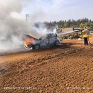 Reyhanlı’da seyir halindeki otomobil yandı