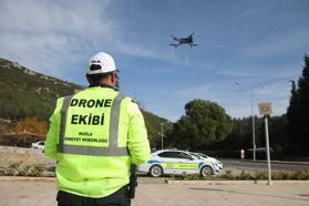 Muğla'da dron destekli trafik denetimi