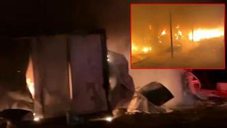 Bursa’da işçilerin kaldığı baraka, alev alev yandı