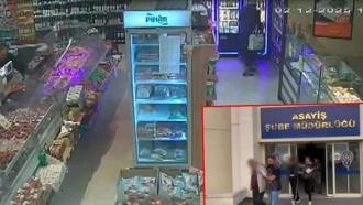 Ankara'da marketten içki çalan 3 kişiyi kameralar kaydetti