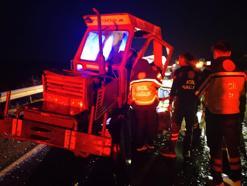 TIR’la çarpışan traktörün sürücüsü ağır yaralandı