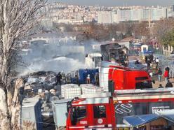 Yediemin otoparkında alkol yüklü TIR'lar yandı