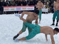 Kar üstünde Karakucak Güreşi heyecanı başladı