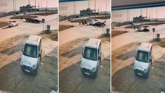 Otomobilin keçi sürüsüne çarptığı kaza kamerada
