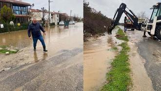 Enez'de sağanak; su baskınları yaşandı
