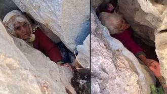 Hayvan otlatmaya çıkıp kayboldu, kayalıklardaki yarığa düşüp halde bulundu