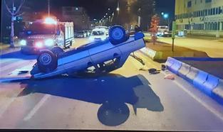 Çorum'da otomobil takla attı; sürücü ehliyetsiz çıktı