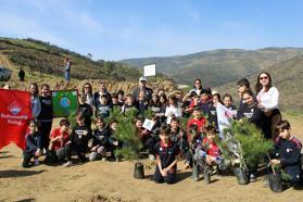 Öğrenciler yanan orman alanını tohumladı