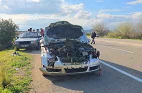 Otomobilin çarptığı sürüdeki 7 koyun telef oldu