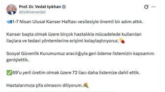 72 ilaç geri ödeme listesine alındı