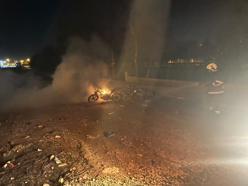 Mardin’de park halindeki motosiklet yandı