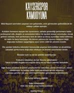 Kayserispor taraftar grubu Kapalı Kale: Bu kulüp sahipsiz değildir, sabır tükenmiştir