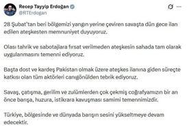 Cumhurbaşkanı Erdoğan: Ateşkesten memnuniyet duyuyoruz