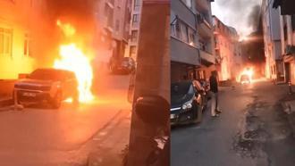 Beyoğlu’da 2 gün önce park edilen araç alev alev yandı: Kimseyle husumetim yok-