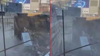 Fenerbahçe Stadyumu'nun yanındaki inşaatın istinat duvarı çöktü