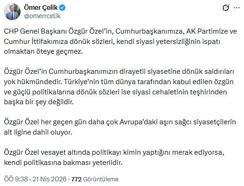 AK Parti'li Çelik: Özgür Özel'in, Cumhurbaşkanımızın dirayetli siyasetine dönük saldırıları yok hükmündedir