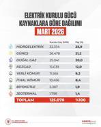 Türkiye'nin elektrik kurulu gücü 125 bin 78 megavata yükseldi