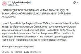 Eşme Belediye Başkanı Tozan görevden uzaklaştırıldı