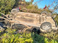 Ordu'da otomobil, şarampole devrildi; sürücü yaralı