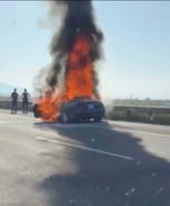 Aydın'da seyir halindeyken alev alan otomobil yandı