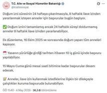 İlave doğum izni başvuruları bugün başlıyor