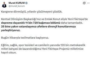 Bakan Kurum: Fikirtepe’de 11 bin 729 bağımsız bölümünün teslimatları başlıyor