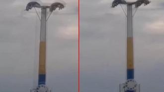 Lunaparkta arızalanan oyuncakta baş aşağı mahsur kaldılar