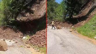 Osmaniye´de heyelan yayla yolunu kapattı