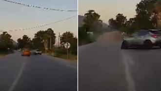 Datça’da iki otomobilin çarpışması kamerada