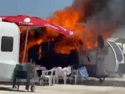 Park halindeki karavan alevlere teslim oldu