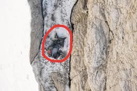 Ölen dağcının, 200 metre sürüklendikten sonra ipte asılı kaldığı bölge dronla görüntülendi