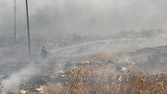 Anız yangını hafriyat alanına sıçradı; 400 dönüm zarar gördü