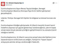 Cumhurbaşkanı Erdoğan, Senegal Cumhurbaşkanı Faye ile telefonda görüştü