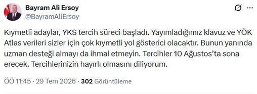 YKS tercih süreci başladı