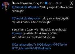 Çanakkale’deki iki yangın kontrol altına alındı
