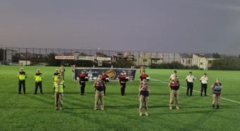 Samandağ'da jandarmadan futbol maçında farkındalık çalışması