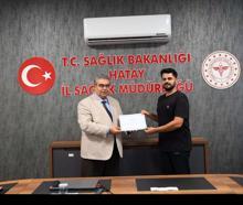 Saha çalışmasına katılan sağlık personeline teşekkür belgesi