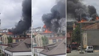 Arnavutköy'de çatı tadilatı sırasında çıkan yangın söndürüldü