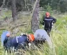 Uçuruma yuvarlanan ineği itfaiye vinçle kurtardı